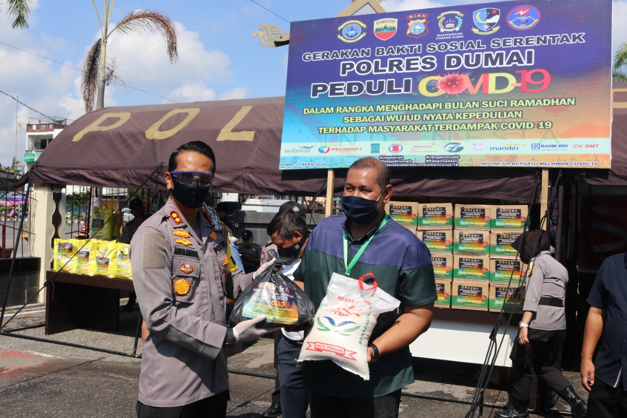 Gerakan Bakti Sosial Serentak Polres Dumai Peduli Covid-19 